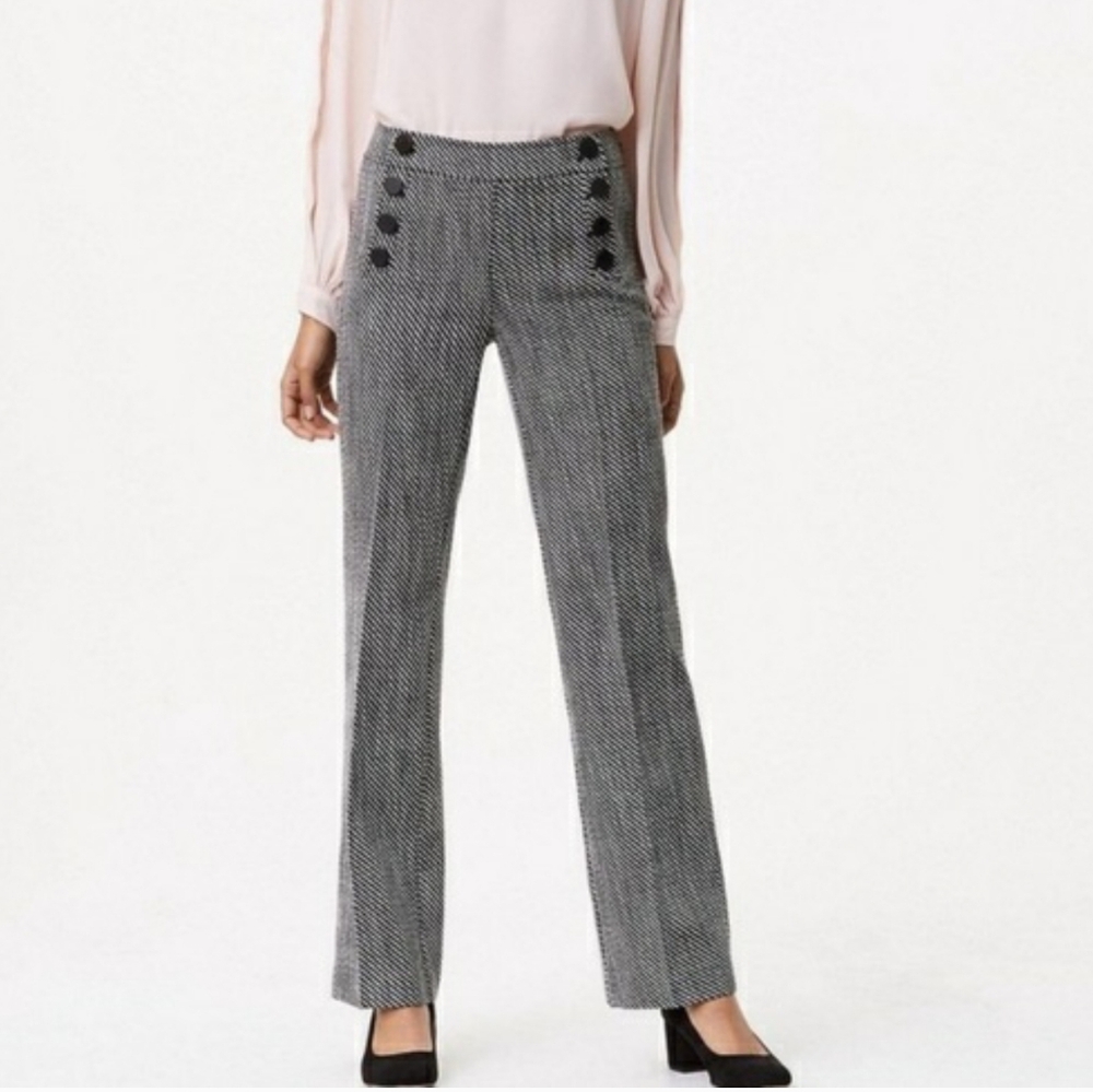 ANN TAYLOR Black & White Tweed Wide Leg Sailor Pants – Size 4 - Picture 1 of 12